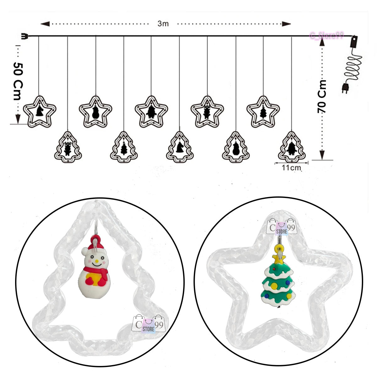 Luces Navideñas: Estrella Y Arbol Figuras